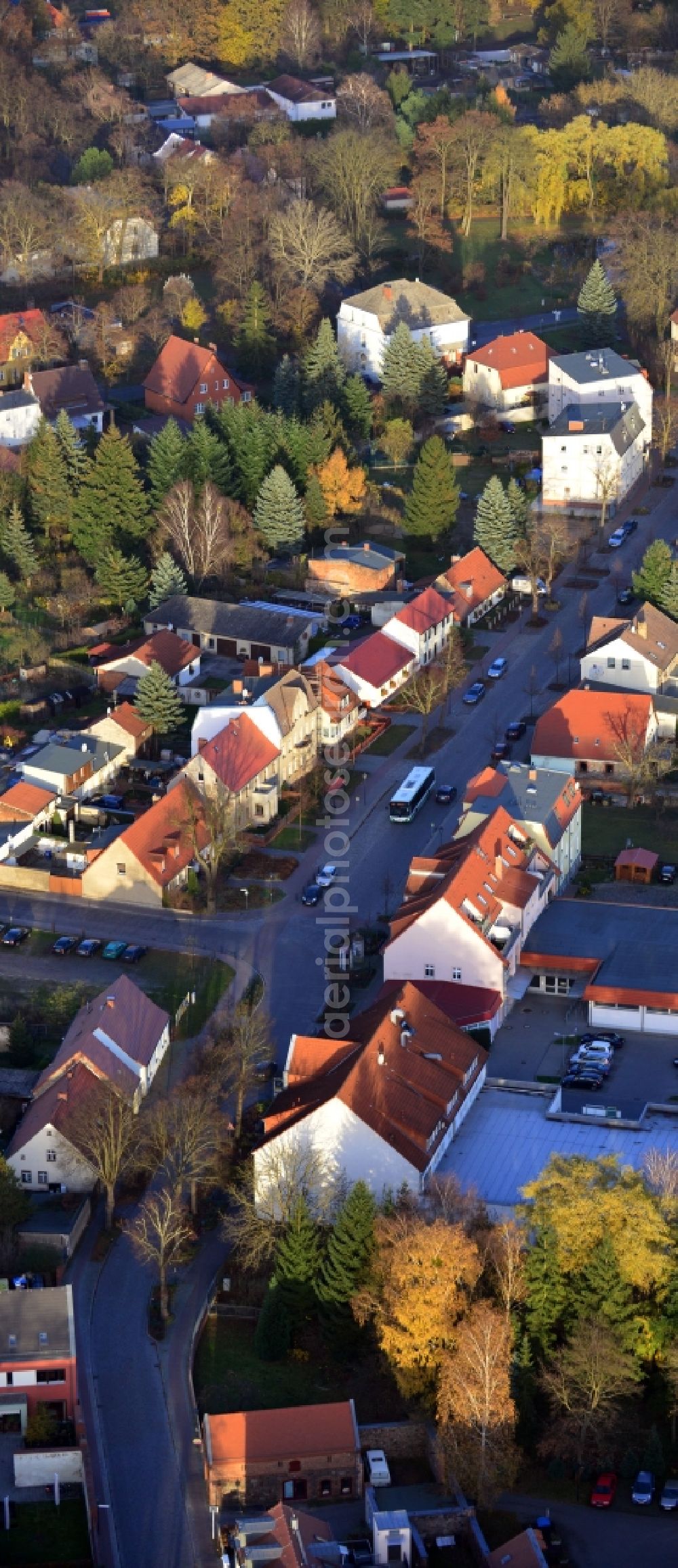 Werneuchen from the bird's eye view: Cityscape of downtown area on the road width - Old Town in Werneuchen in Brandenburg