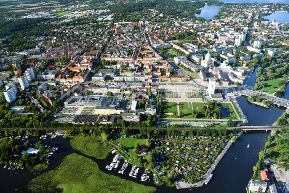 Potsdam from above - City view of downtown area Breite Strasse - Lustgarten - Am Alten Markt - Fachhochschule Potsdon - Standort Alter Markt Friedrich-Ebert-Strasse in Potsdam in the state Brandenburg, Germany