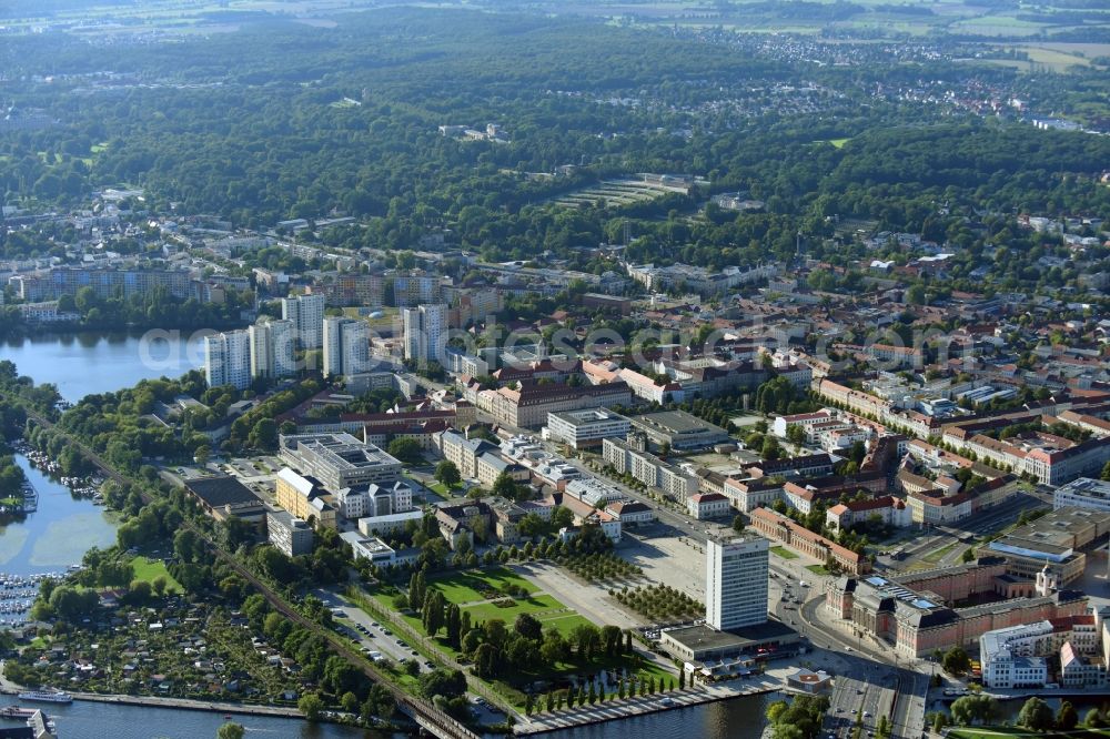 Potsdam from above - City view of downtown area Breite Strasse - Lustgarten - Am Alten Markt - Fachhochschule Potsdon - Standort Alter Markt Friedrich-Ebert-Strasse in Potsdam in the state Brandenburg, Germany