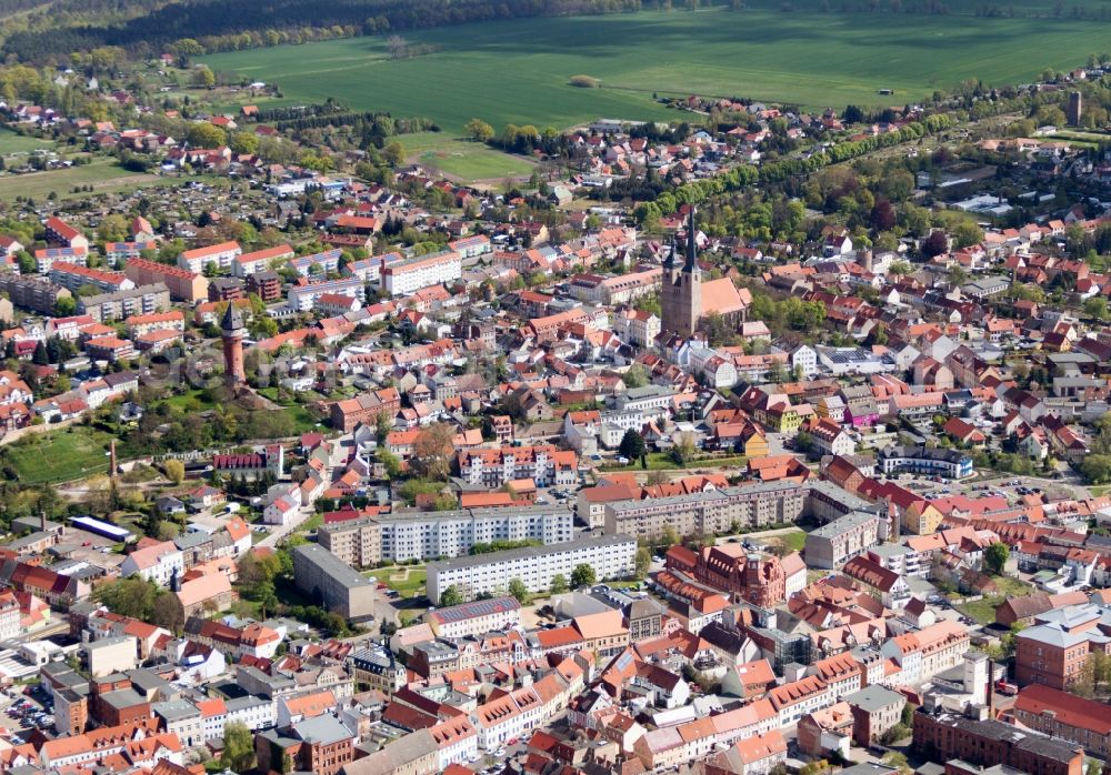 Burg from above - City view of downtown area Burg in Burg in the state Saxony-Anhalt