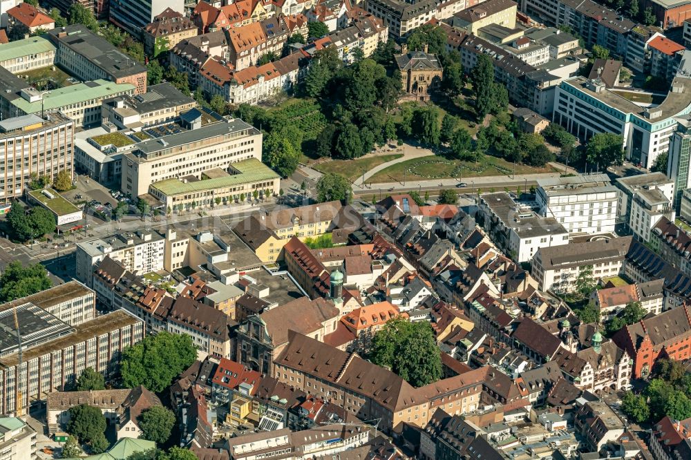 Aerial photograph Freiburg im Breisgau - City view of downtown area on Colombipark in Freiburg im Breisgau in the state Baden-Wurttemberg, Germany