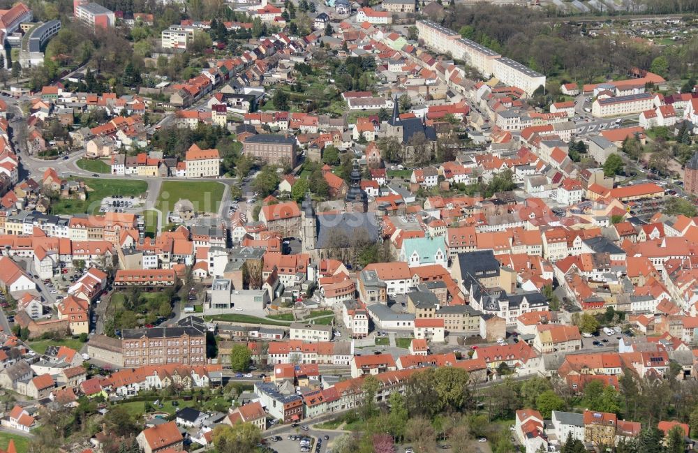 Aerial photograph Lutherstadt Eisleben - City view of downtown area Eisleben in the district Osterhausen in Lutherstadt Eisleben in the state Saxony-Anhalt