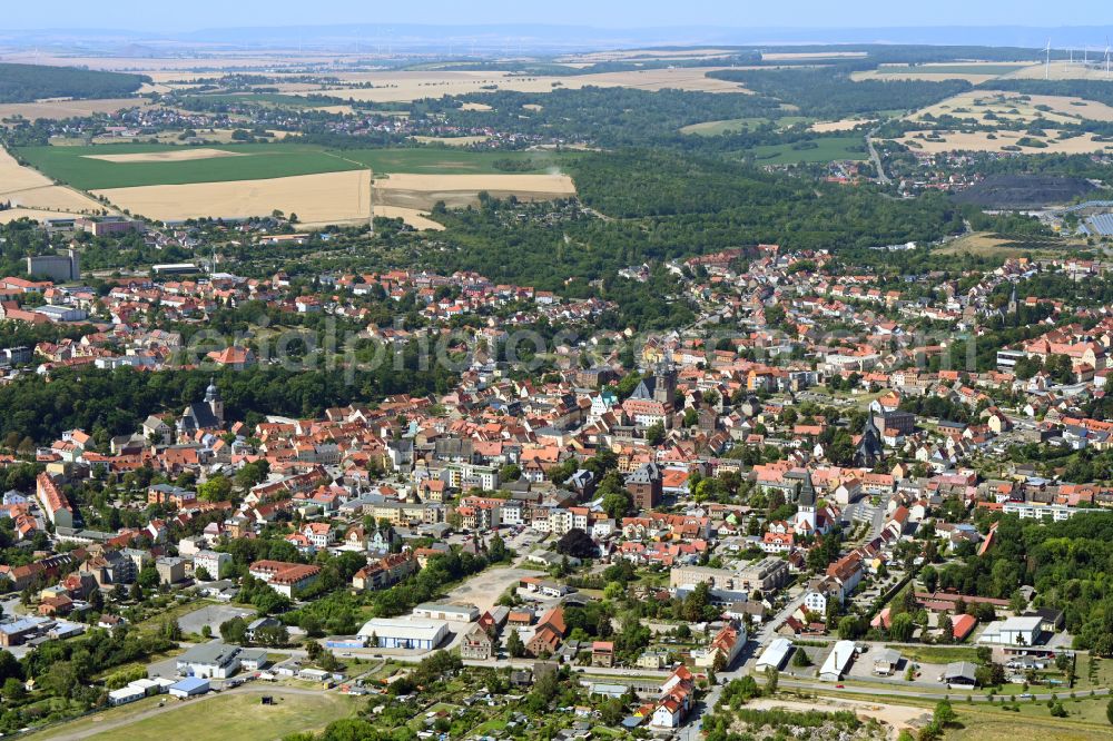 Aerial photograph Lutherstadt Eisleben - City view of downtown area Eisleben in the district Osterhausen in Lutherstadt Eisleben in the state Saxony-Anhalt