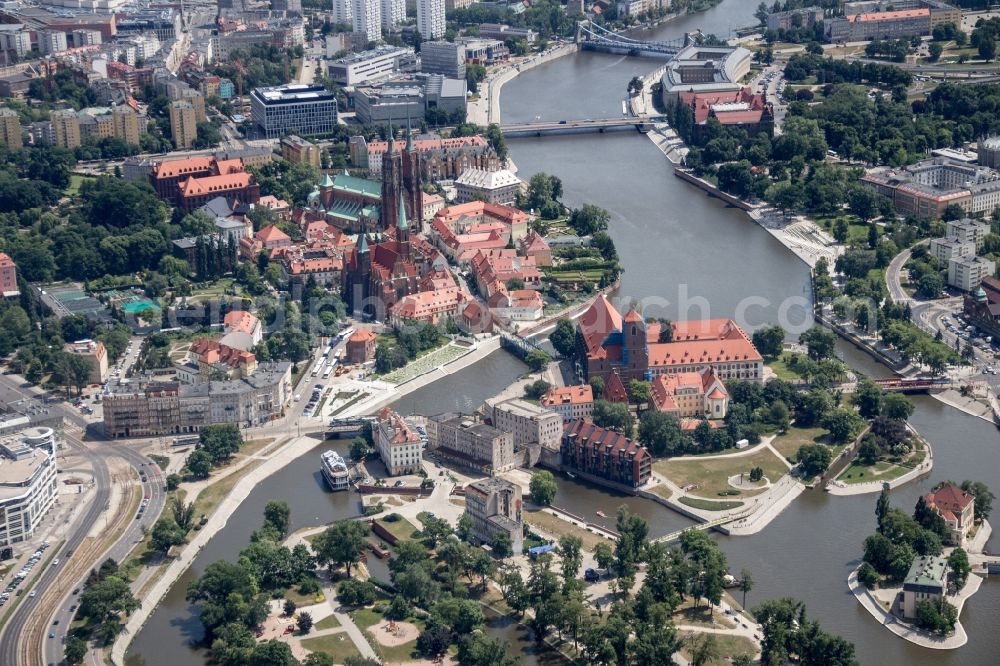 Wroclaw Breslau from above - City view of downtown area Breslau in Wroclaw Breslau in Lower Silesia, Poland