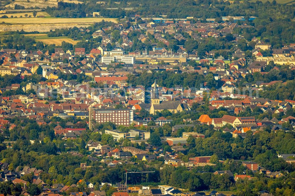 Aerial image Beckum - City view of downtown area with dem St. Elisabeth-Hospital Beckum GmbH in Beckum in the state North Rhine-Westphalia, Germany