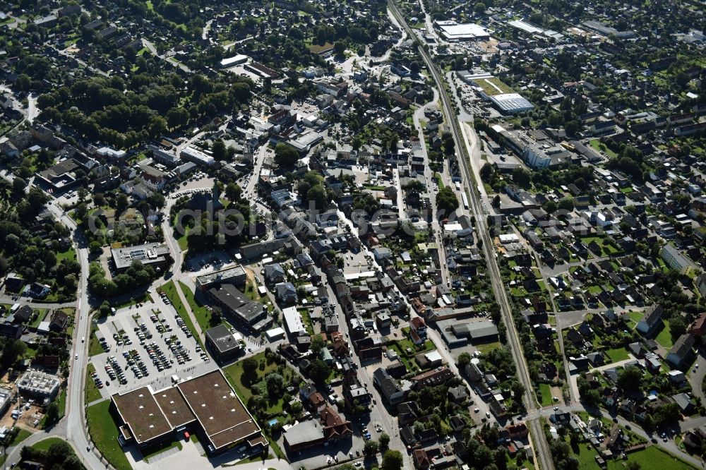 Aerial photograph Nortorf - City view of downtown area along the Railroad in Nortorf in the state Schleswig-Holstein