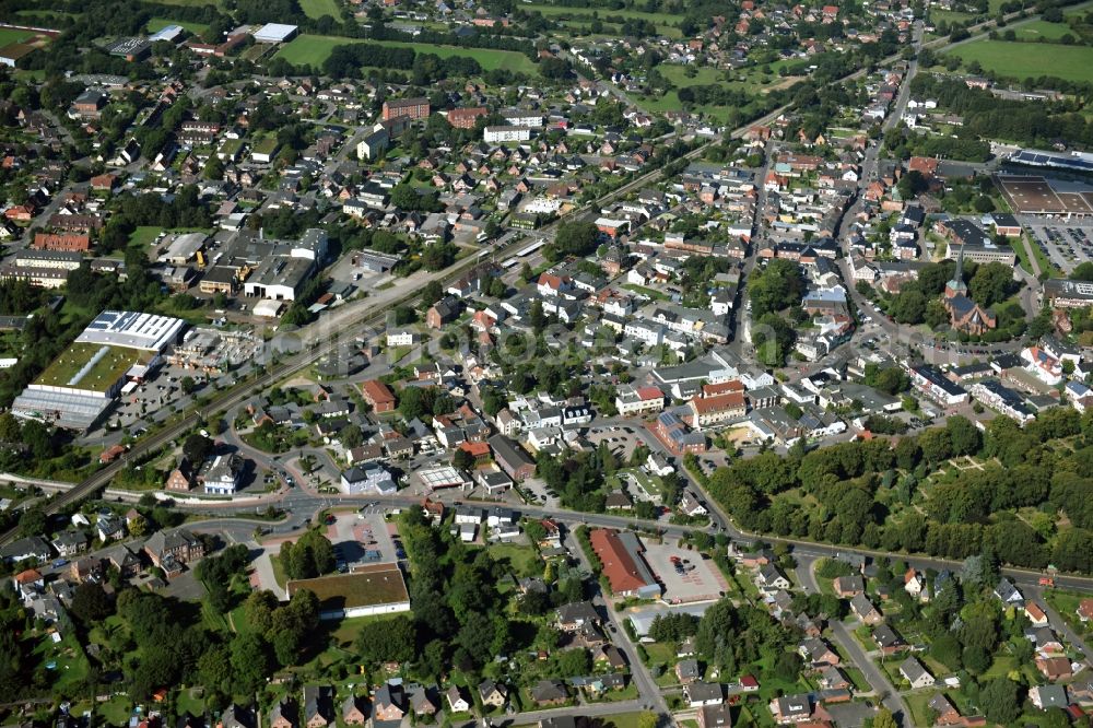 Aerial photograph Nortorf - City view of downtown area along the Railroad in Nortorf in the state Schleswig-Holstein