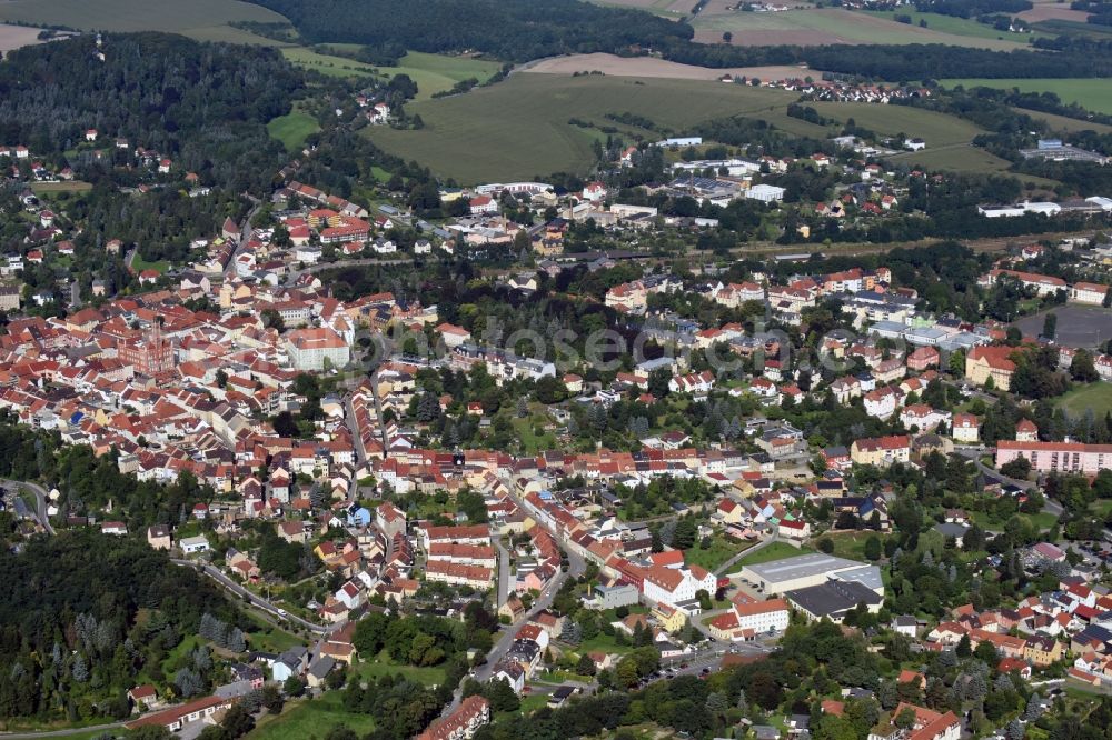 Aerial image Kamenz - City view of downtown area entlang der Bautzner Strasse in Kamenz in the state Saxony