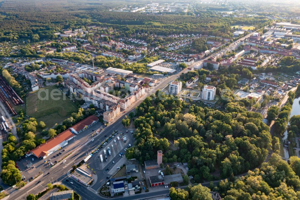 Aerial photograph Eberswalde - City view of downtown area along the Bundesstrasse B167 in Eberswalde in the state Brandenburg, Germany