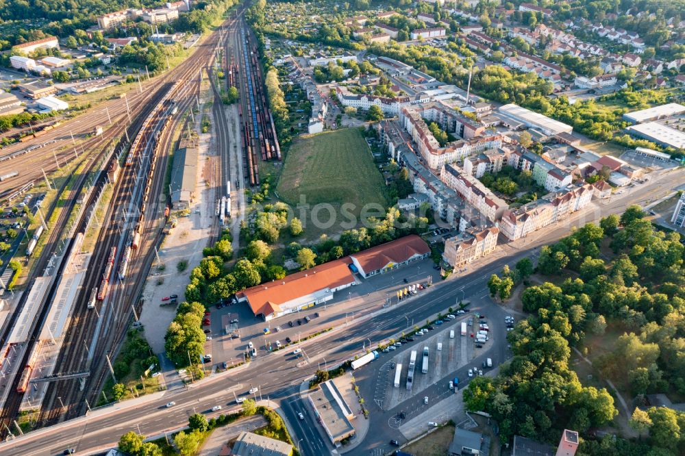 Eberswalde from above - City view of downtown area along the Bundesstrasse B167 in Eberswalde in the state Brandenburg, Germany