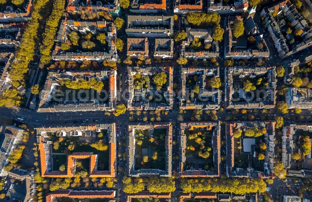 Aerial photograph Dortmund - City view of downtown area along the Lindemannstrasse in Dortmund in the state North Rhine-Westphalia, Germany