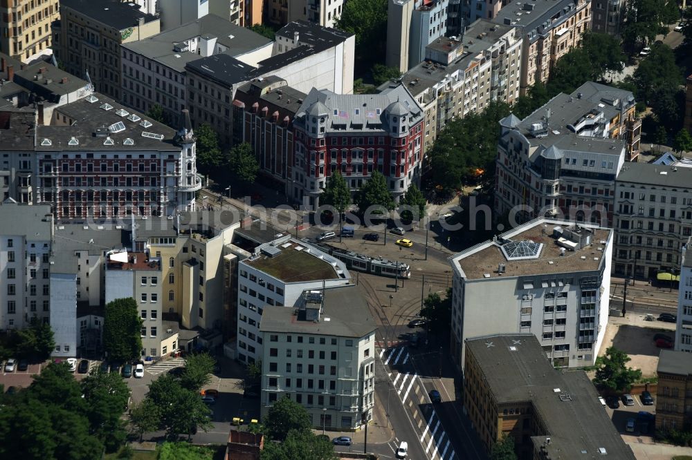 Magdeburg from above - City view of downtown area with the Hasselbach place in Magdeburg in the state Saxony-Anhalt