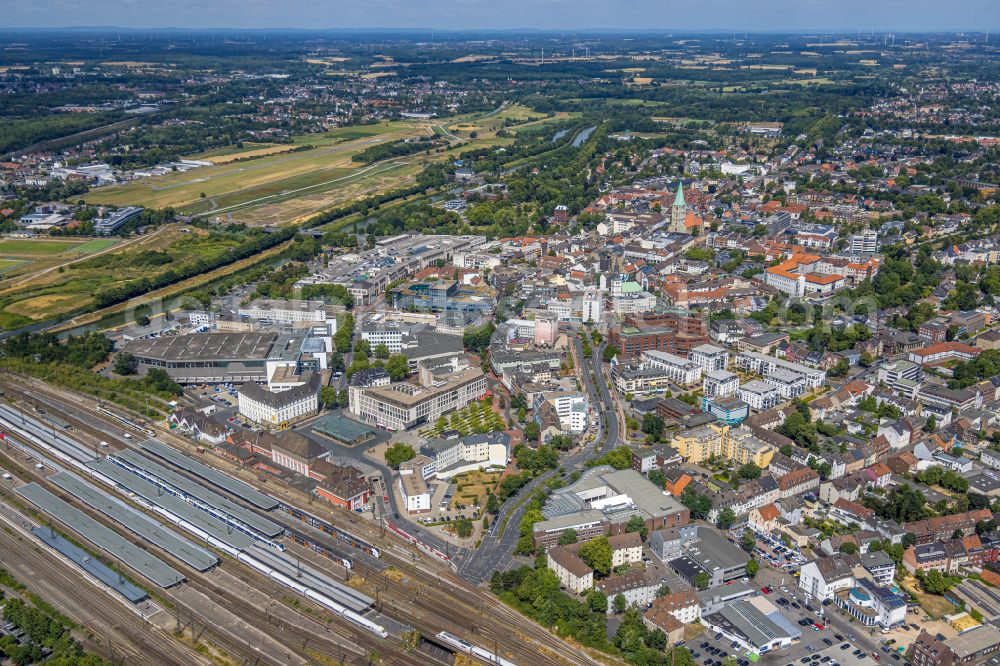 Hamm from above - City view of downtown area along the Neuen Bahnhofsstrasse in Hamm at Ruhrgebiet in the state North Rhine-Westphalia