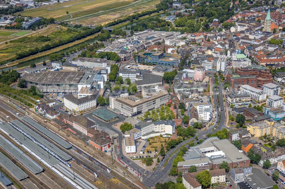 Hamm from the bird's eye view: City view of downtown area along the Neuen Bahnhofsstrasse in Hamm at Ruhrgebiet in the state North Rhine-Westphalia