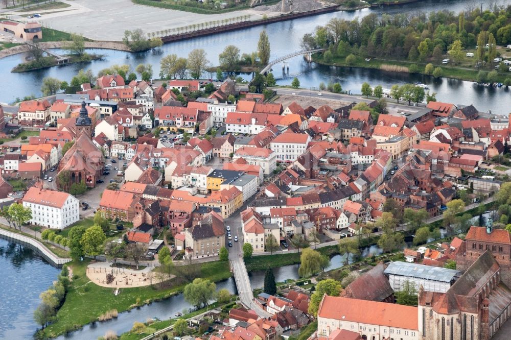 Hansestadt Havelberg from above - City view of downtown area Havelberg in Hansestadt Havelberg in the state Saxony-Anhalt