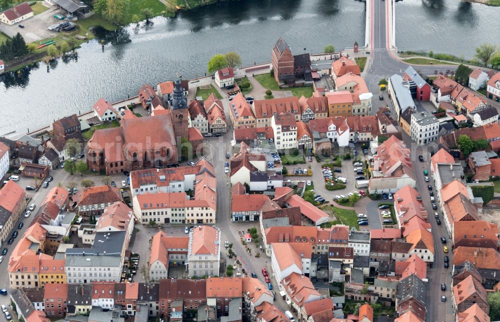 Hansestadt Havelberg from above - City view of downtown area Havelberg in Hansestadt Havelberg in the state Saxony-Anhalt