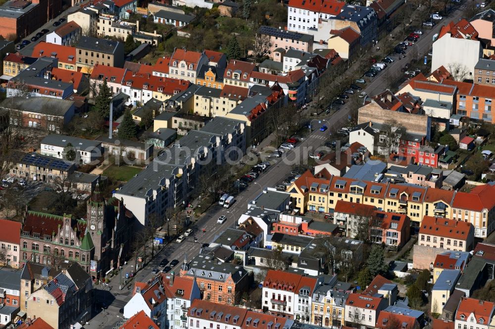 Aerial image Potsdam - City view of downtown area Karl-Liebknecht-Strasse in the district Babelsberg in Potsdam in the state Brandenburg