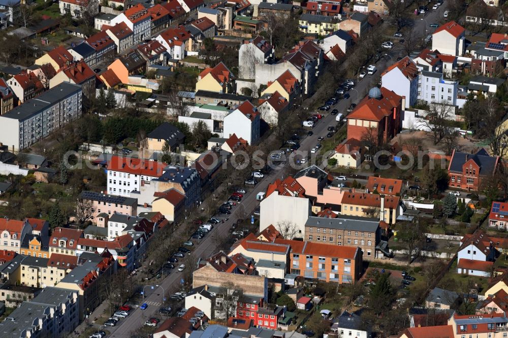 Aerial photograph Potsdam - City view of downtown area Karl-Liebknecht-Strasse in the district Babelsberg in Potsdam in the state Brandenburg