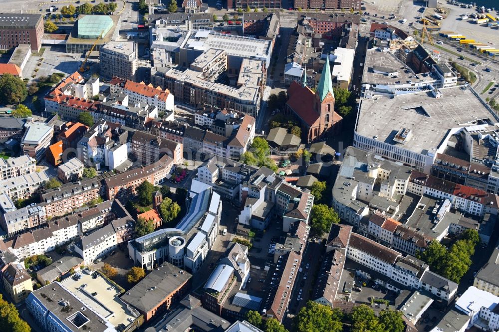 Aerial image Kiel - City view of downtown area on Sankt Nikolai Kirche in Kiel in the state Schleswig-Holstein, Germany