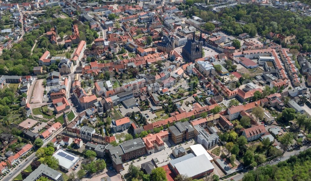 Köthen (Anhalt) from above - City view of downtown area Koethen in Koethen (Anhalt) in the state Saxony-Anhalt