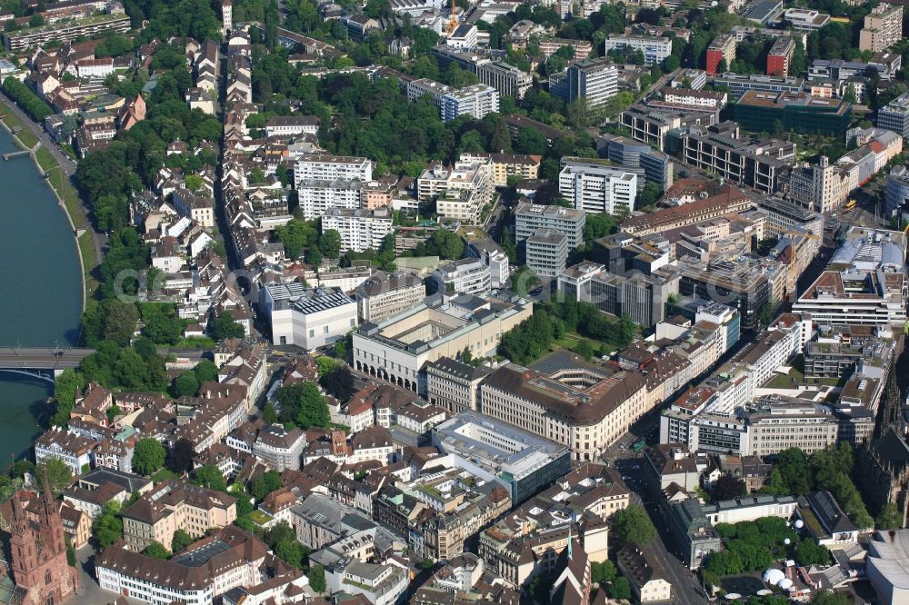 Basel from above - City view of downtown area around the artmuseum in Basel in Switzerland