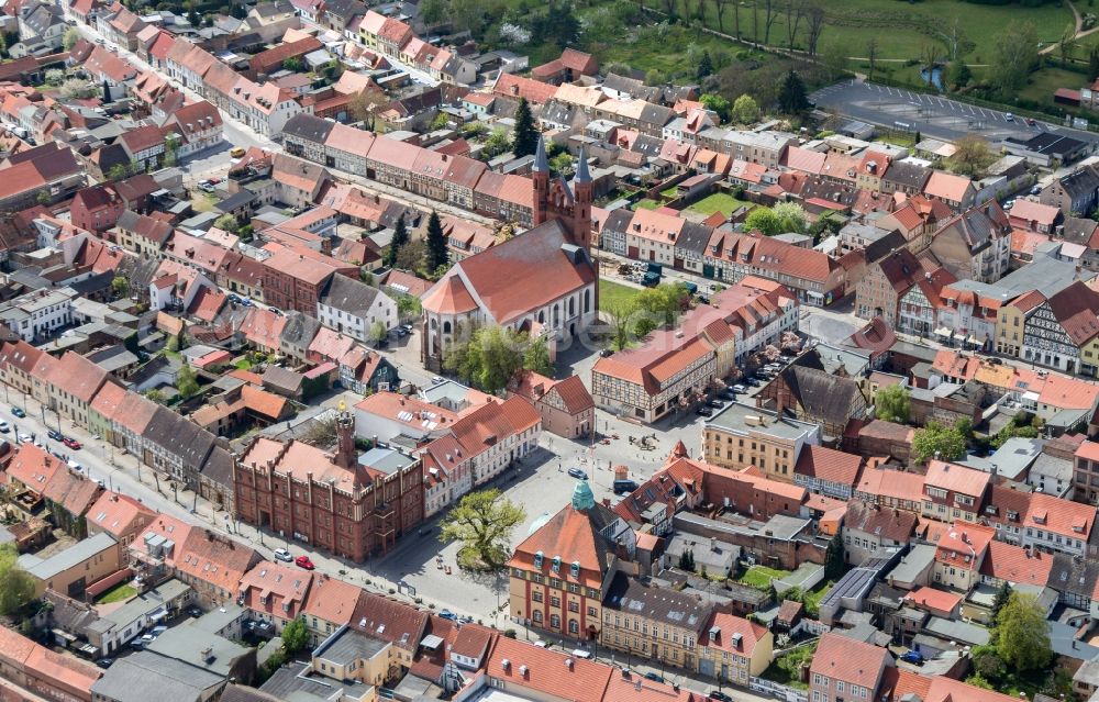 Kyritz from above - City view of downtown area Kyritz in Kyritz in the state Brandenburg