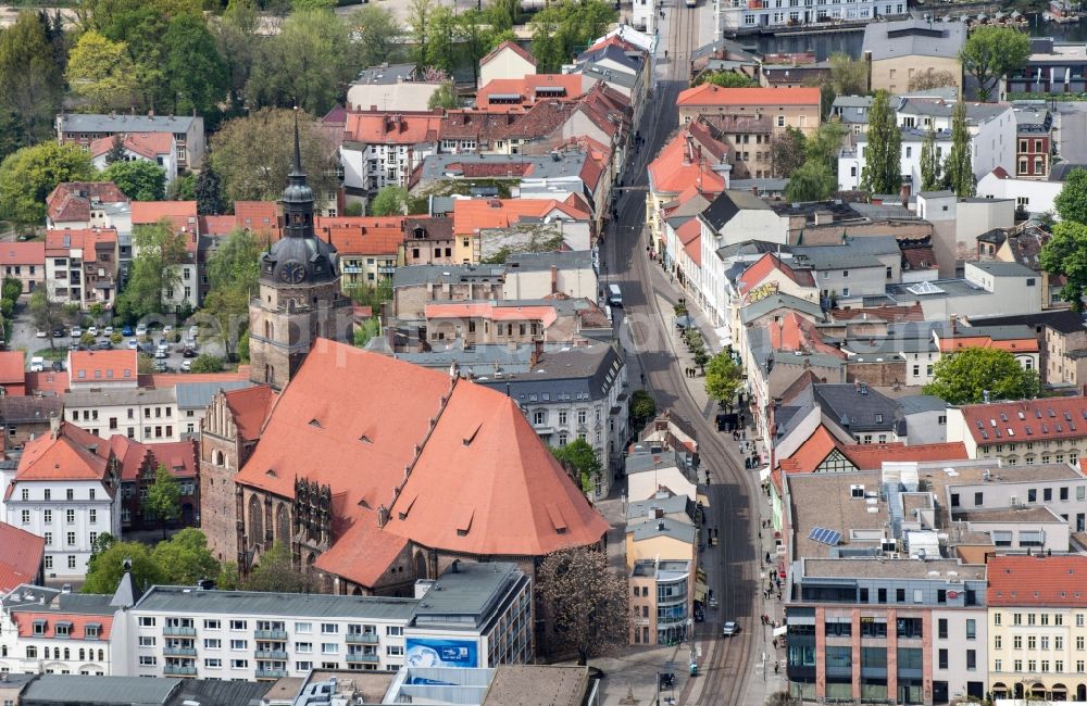 Kyritz from above - City view of downtown area Kyritz in Kyritz in the state Brandenburg