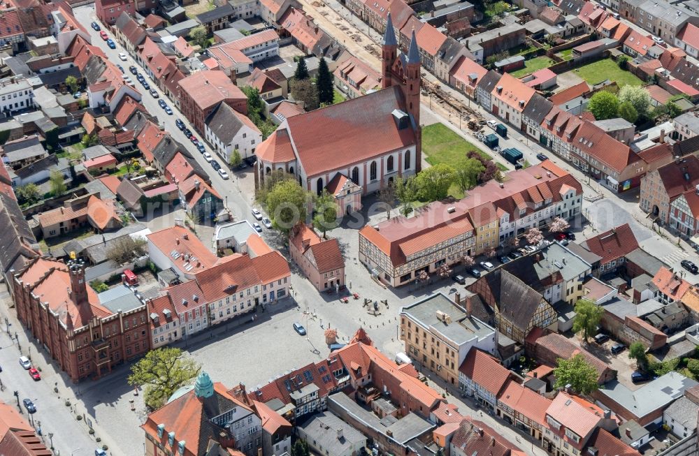 Kyritz from the bird's eye view: City view of downtown area Kyritz in Kyritz in the state Brandenburg