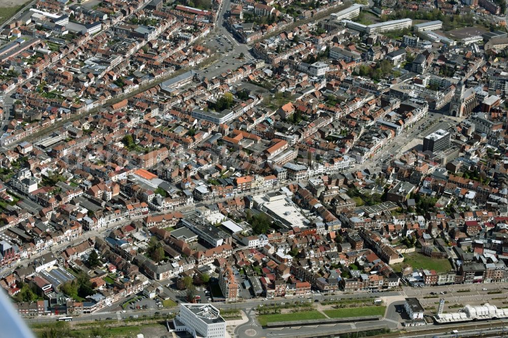 Lens from above - City view of downtown area Lens in Nord-Pas-de-Calais Picardy, France