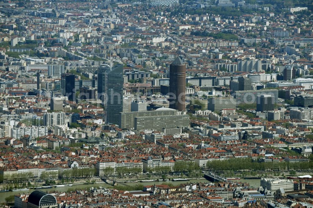 Lyon from above - City view of downtown area in Lyon in Auvergne Rhone-Alpes, France