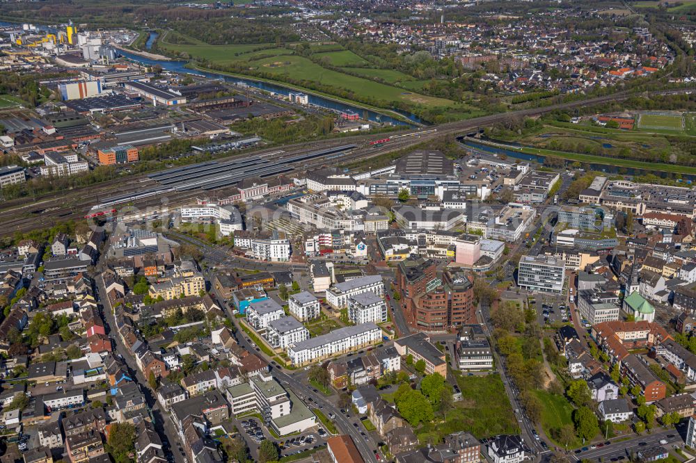 Aerial photograph Hamm - City view of downtown area at Mercure Hotel Hamm in the Neue Bahnhofstrasse in Hamm in the state North Rhine-Westphalia