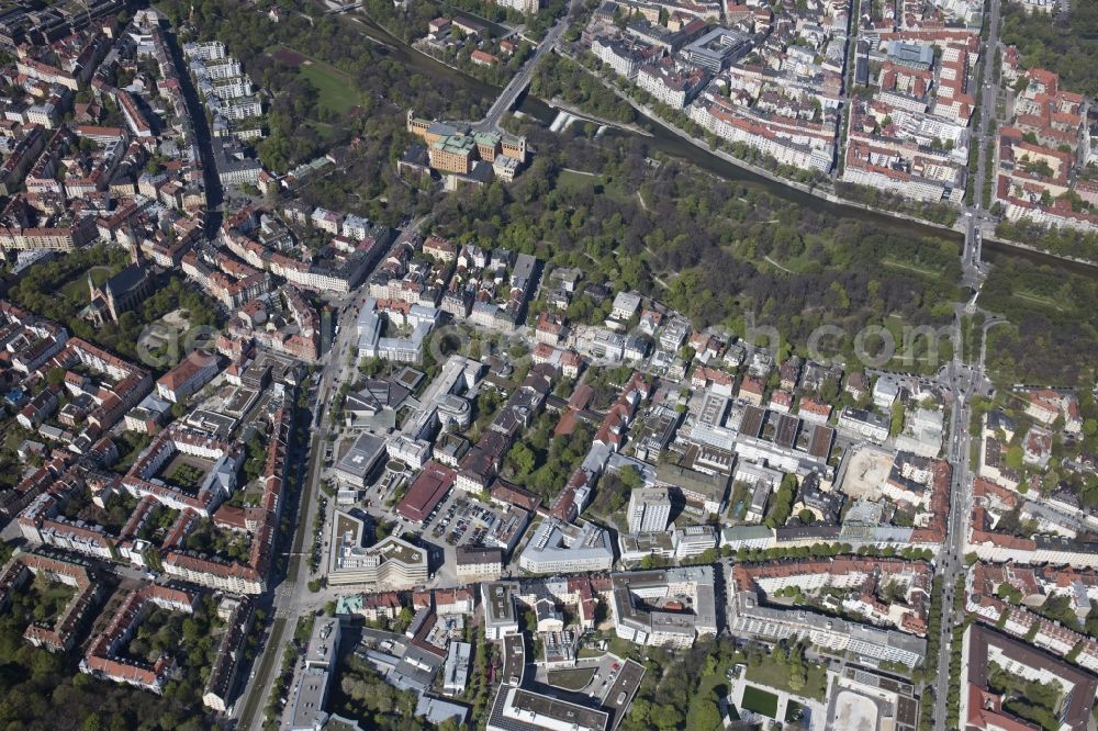 Aerial photograph München - City view of downtown area Prinzregentenstrasse - Einsteinstrasse - Schneckenburgerstrasse in the district Steinhausen in Munich in the state Bavaria