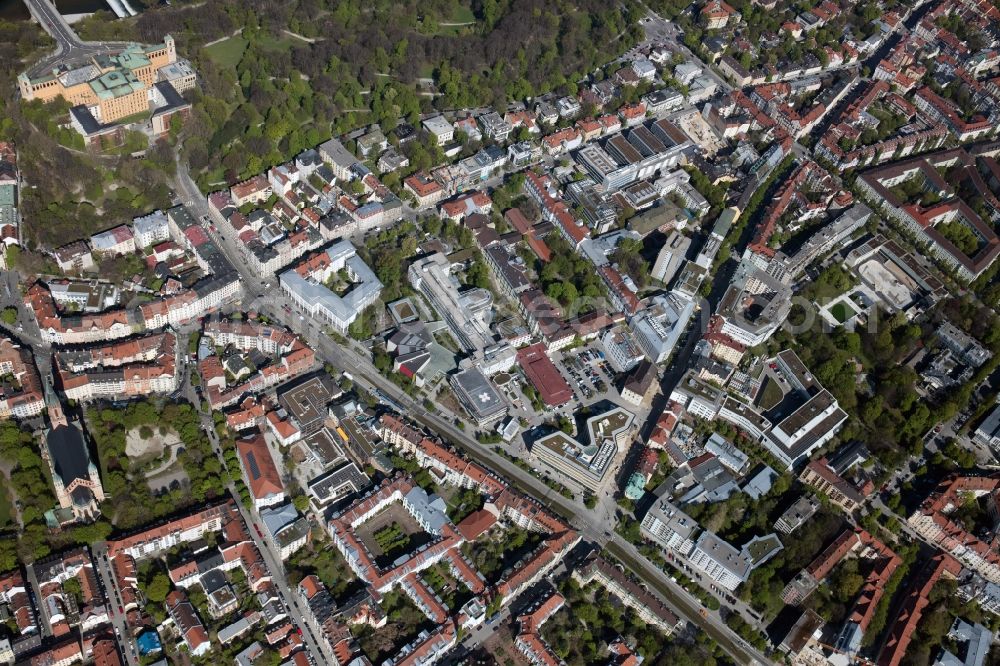 Aerial photograph München - City view of downtown area Prinzregentenstrasse - Einsteinstrasse - Schneckenburgerstrasse in the district Steinhausen in Munich in the state Bavaria