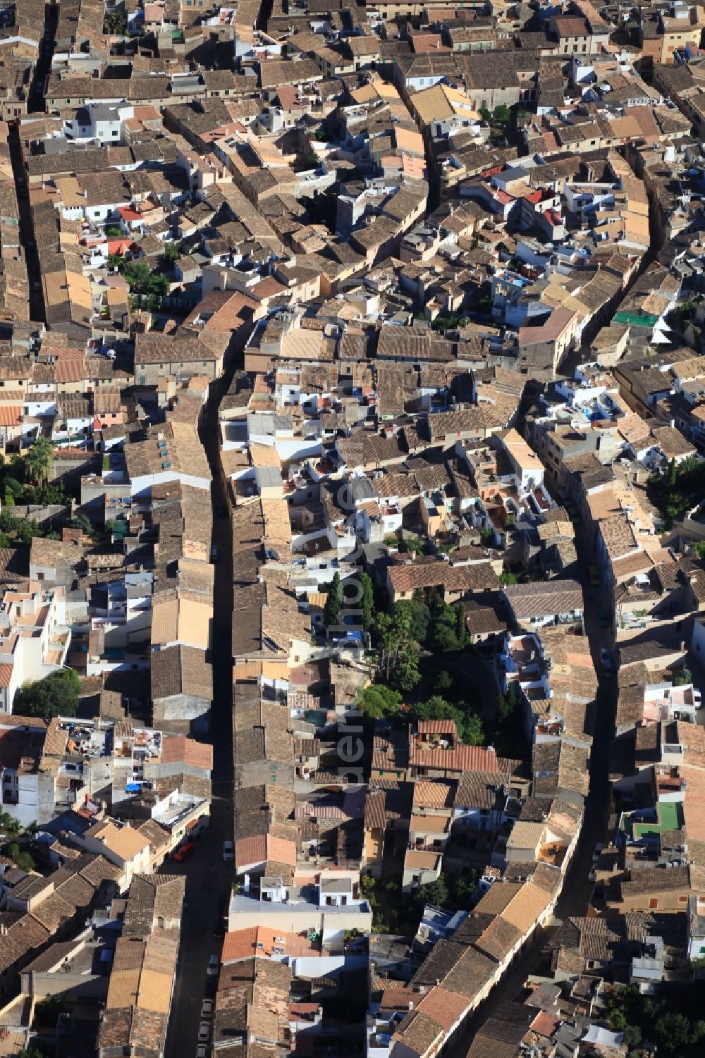 Pollença from above - City view of downtown area in Pollenca Mallorca in Balearic Islands, Spain