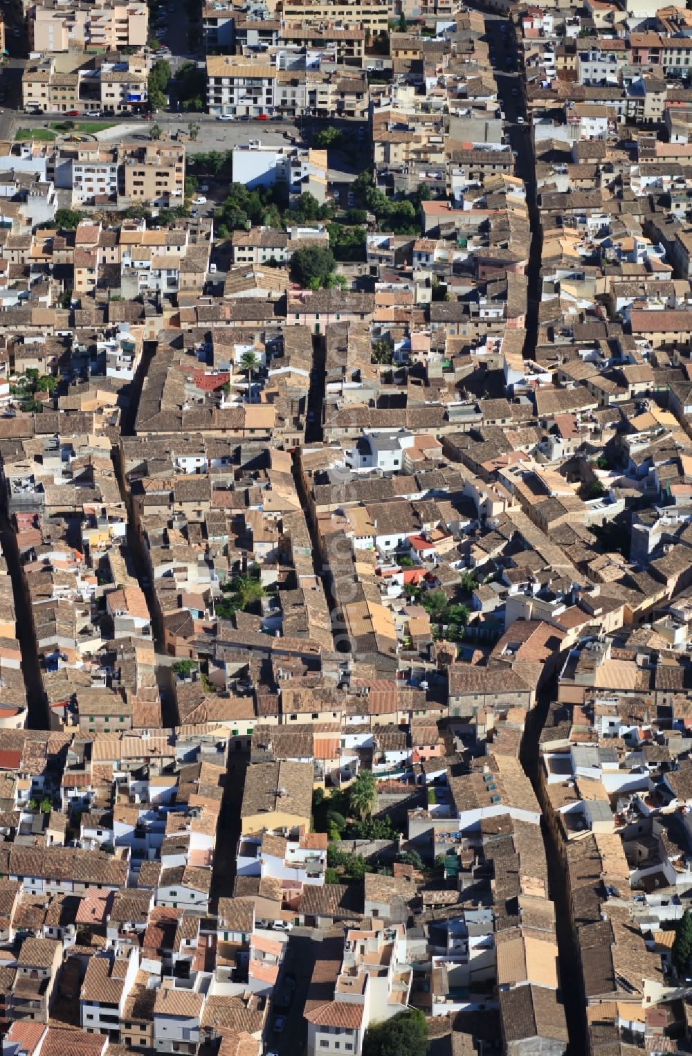 Pollença from the bird's eye view: City view of downtown area in Pollenca Mallorca in Balearic Islands, Spain