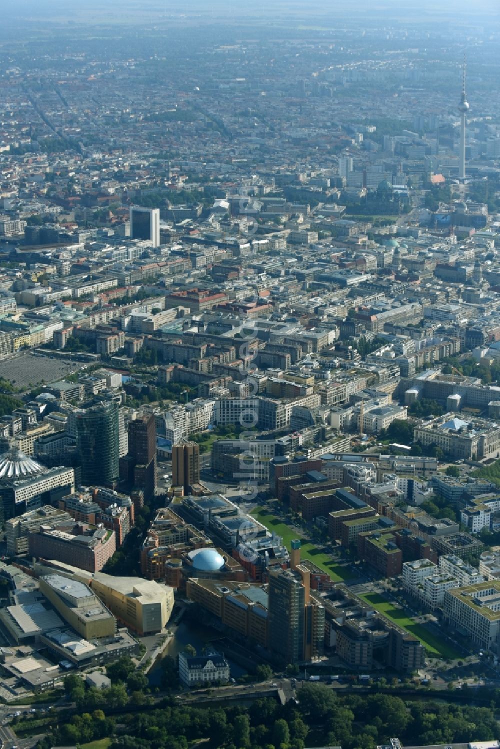 Aerial photograph Berlin - City view of downtown area Potsdamer Platz - Leipziger Platz in Berlin, Germany