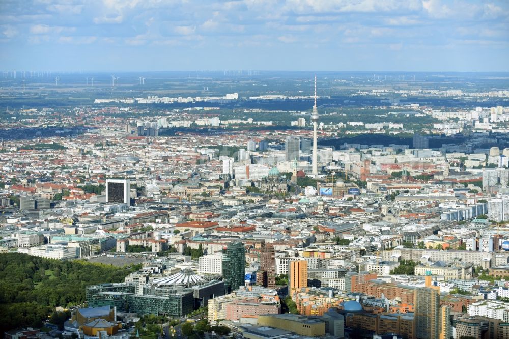 Berlin from above - City view of downtown area on Potsdoner Platz in the district Mitte in Berlin, Germany