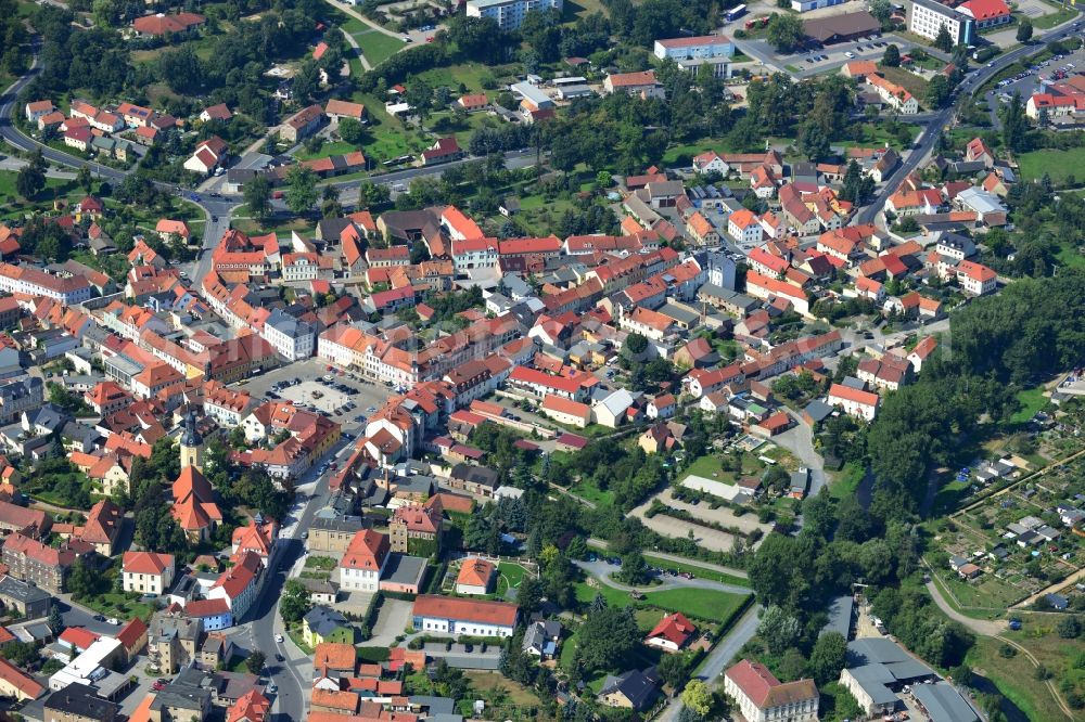 Radeburg from the bird's eye view: Cityscape of downtown area of Radeburg in the state of Saxony in Germany