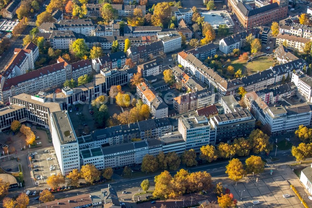 Aerial photograph Essen - City view of downtown area along the Huyssenallee in Essen in the state North Rhine-Westphalia