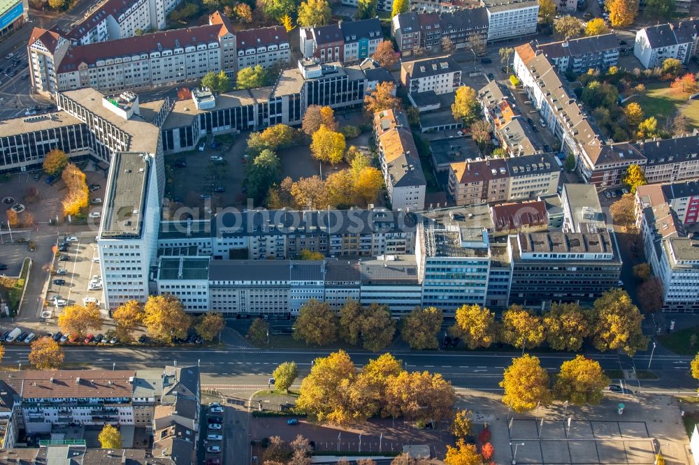 Essen from above - City view of downtown area along the Huyssenallee in Essen in the state North Rhine-Westphalia