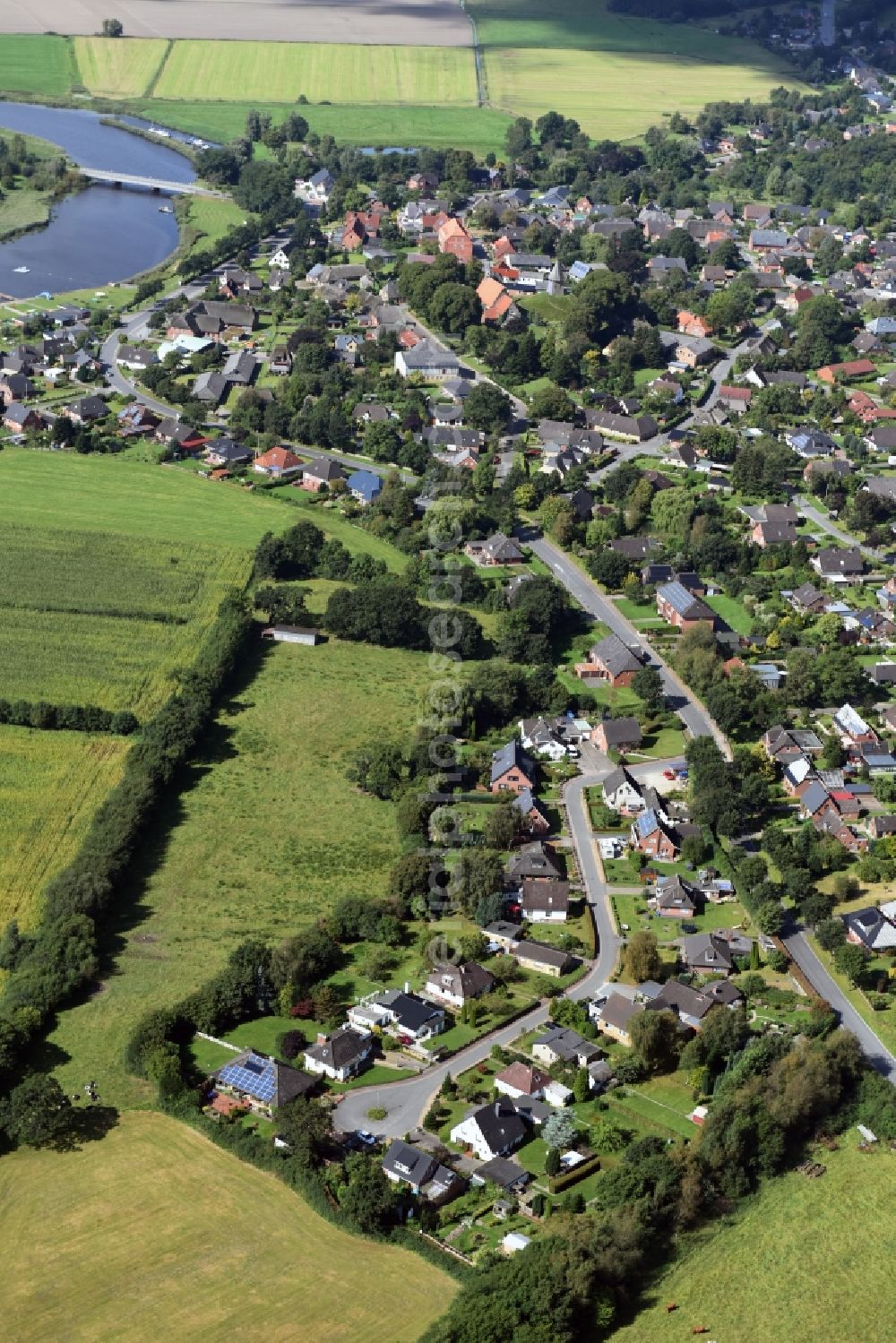 Aerial image Schwabstedt - City view of downtown area Schwabstedt in Schwabstedt in the state Schleswig-Holstein