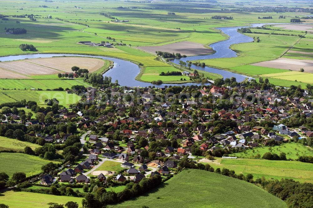 Aerial image Schwabstedt - City view of downtown area Schwabstedt in Schwabstedt in the state Schleswig-Holstein