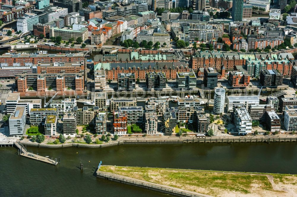 Aerial image Hamburg - City view of downtown area of Speicherstadt in Hamburg, Germany