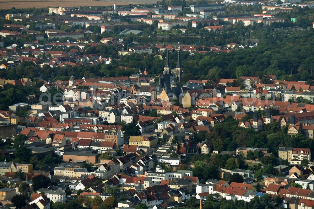 Aerial image Köthen (Anhalt) - City view of downtown area with the St.Jakobschurch in Koethen (Anhalt) in the state Saxony-Anhalt