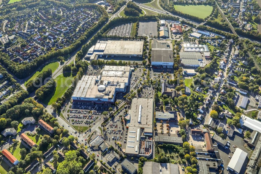 Aerial photograph Unna - City view of downtown area between of BAB A1 and of Feldstrasse in Unna in the state North Rhine-Westphalia, Germany