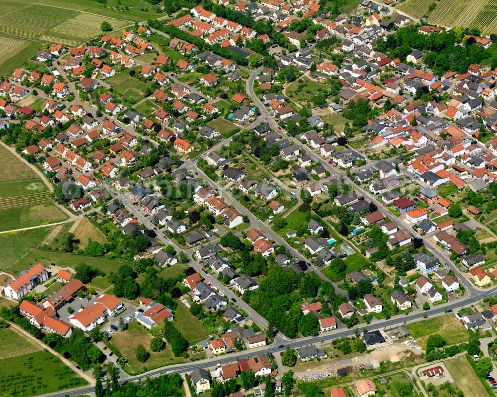 Jugenheim in Rheinhessen from above - City view from Jugenheim in Rheinhessen in the state Rhineland-Palatinate