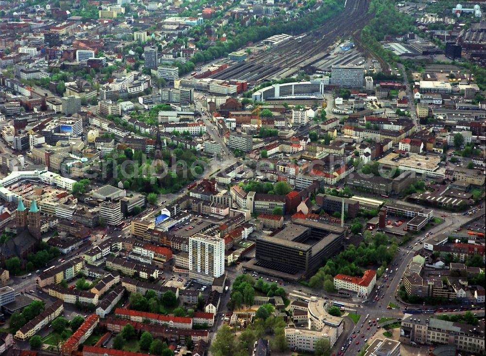 Kassel from above - City view of Kassel in Hesse. At the top edge is the main railway station