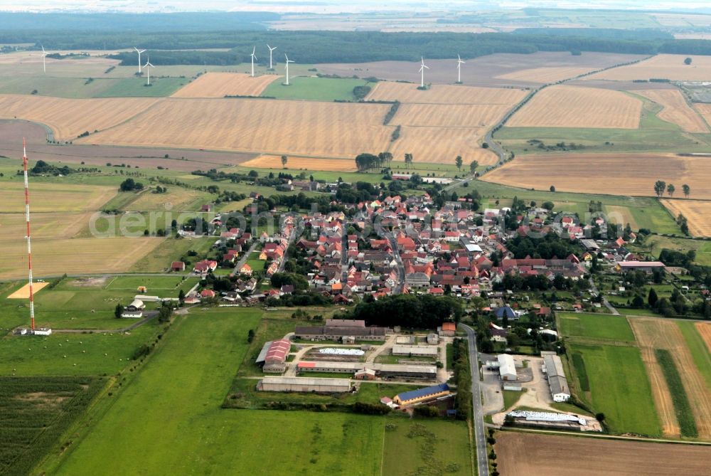 Keula from above - Cityscape of Keula with surrounding fields and green space in the state of Thuringia