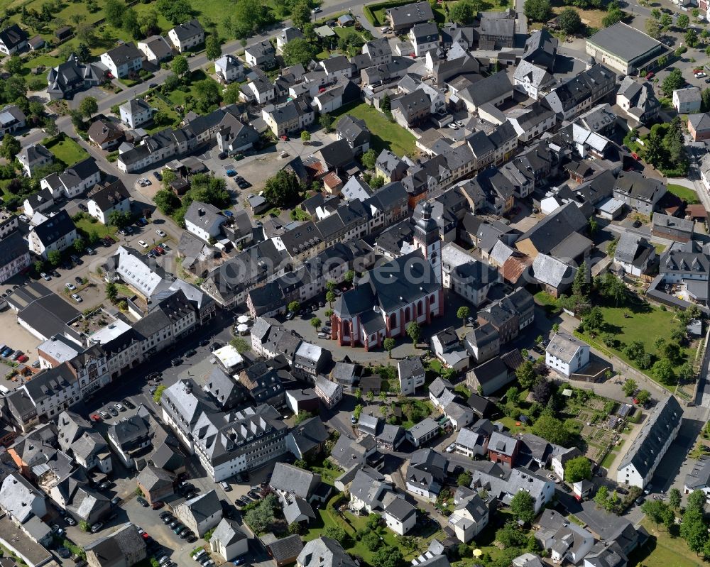 Aerial image Kirchberg (Hunsrück) - City view from Kirchberg (Hunsrueck) in the state Rhineland-Palatinate