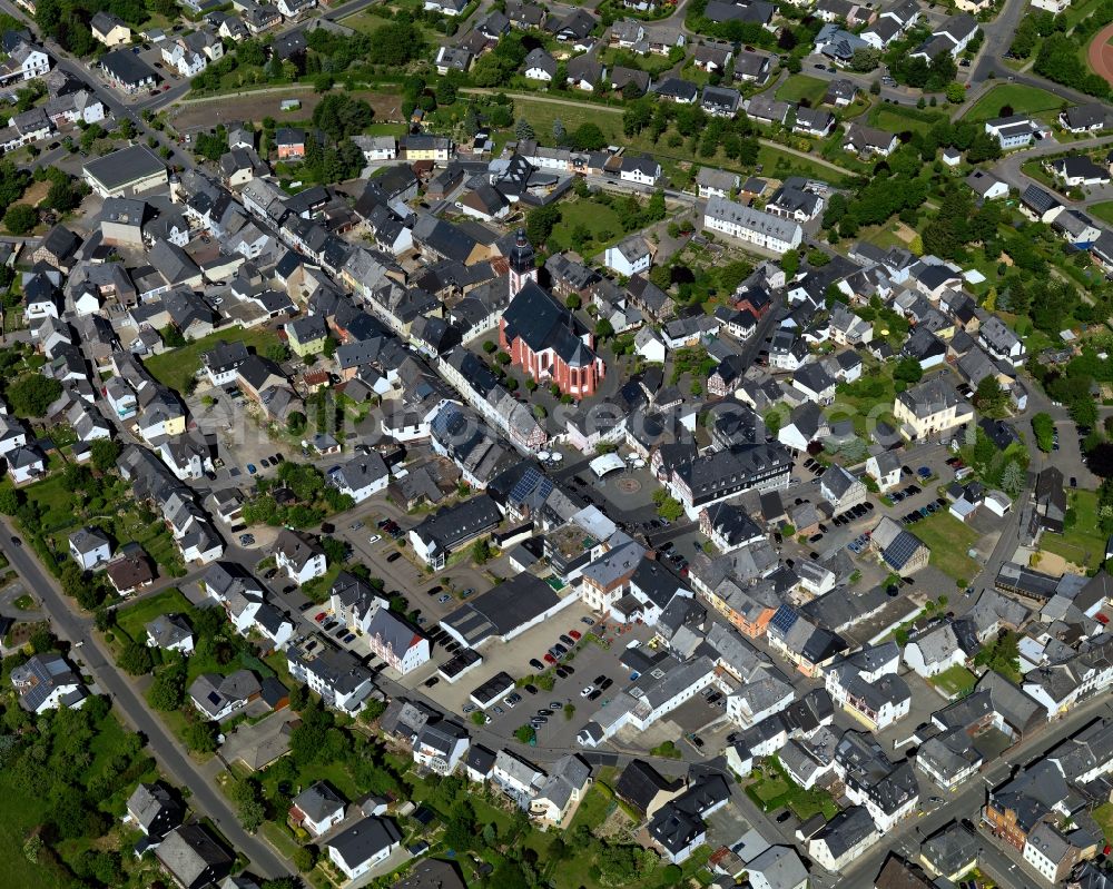 Kirchberg (Hunsrück) from above - City view from Kirchberg (Hunsrueck) in the state Rhineland-Palatinate